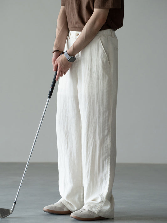 Straight Loose Fit Linen Trousers