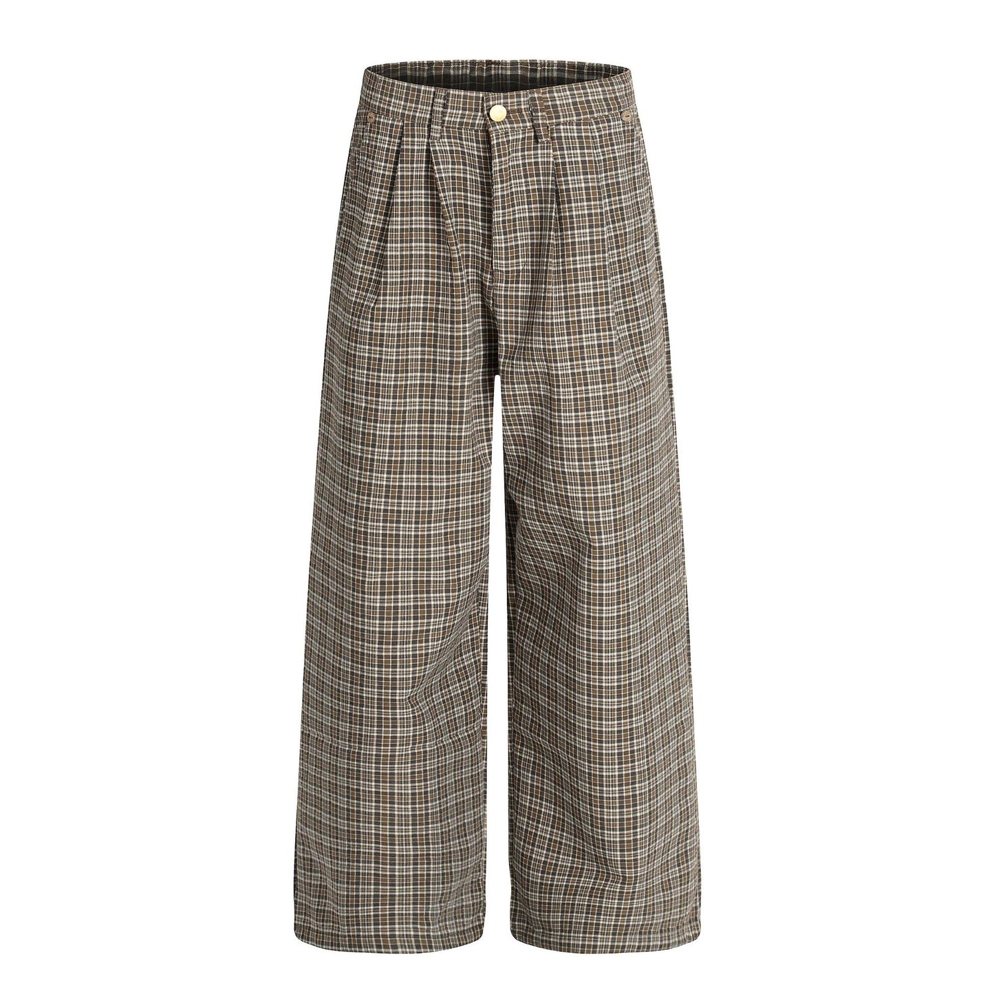 Checked Pleated Casual Pants