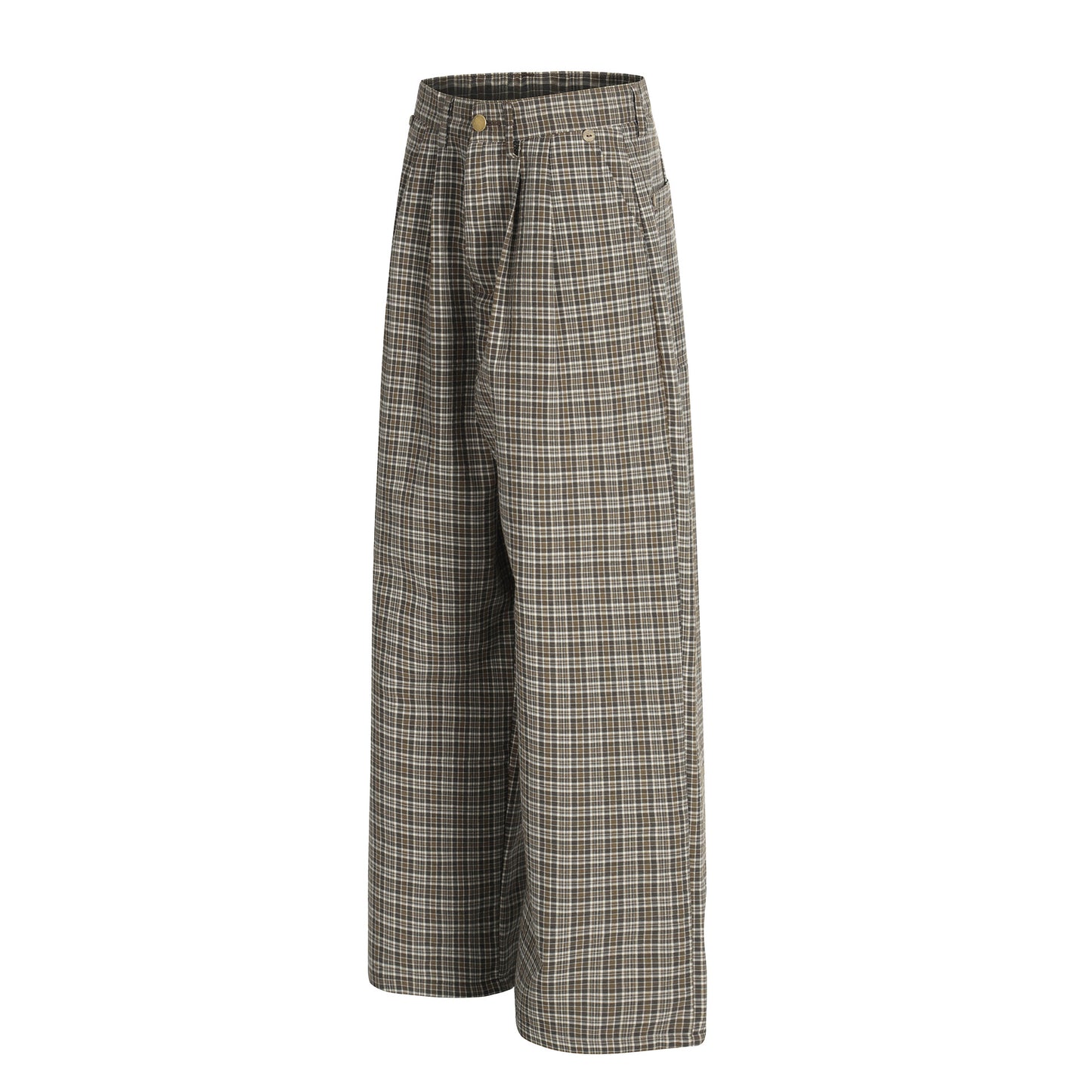 Checked Pleated Casual Pants