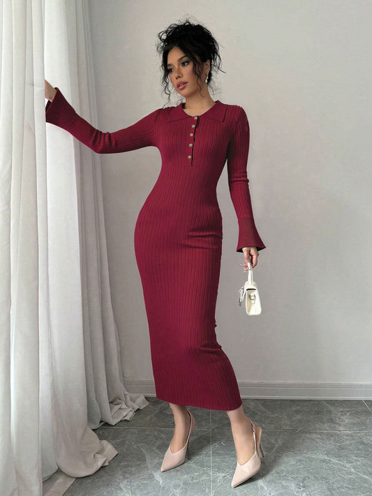 French Retro Knitted Dress