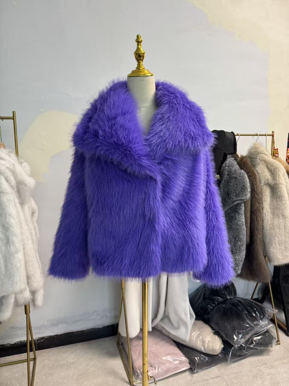 Square Collar Fur Coat