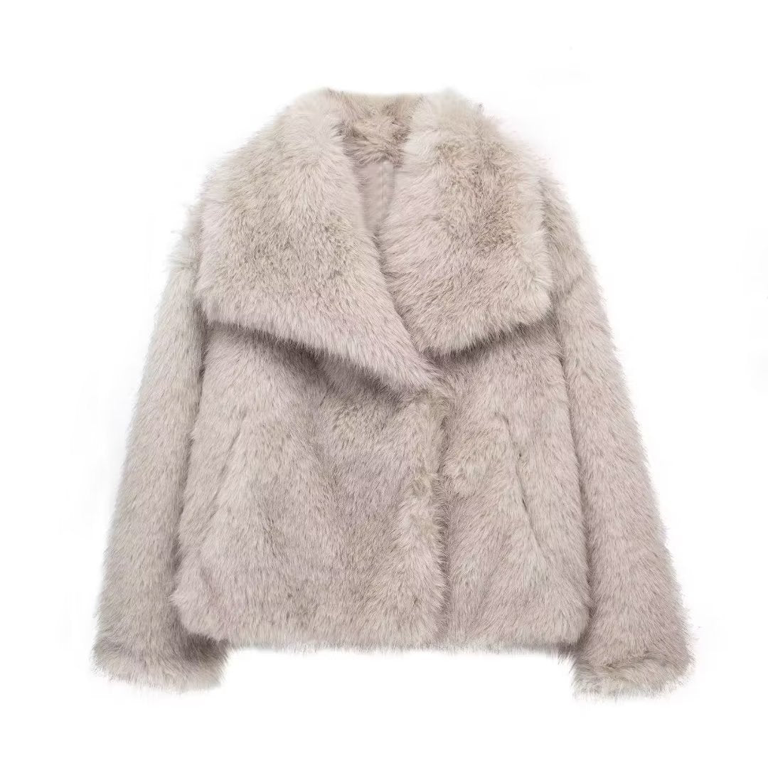 Square Collar Fur Coat
