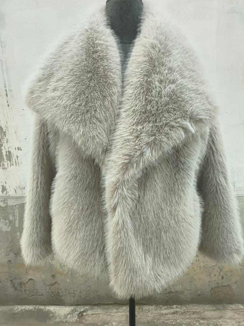 Square Collar Fur Coat
