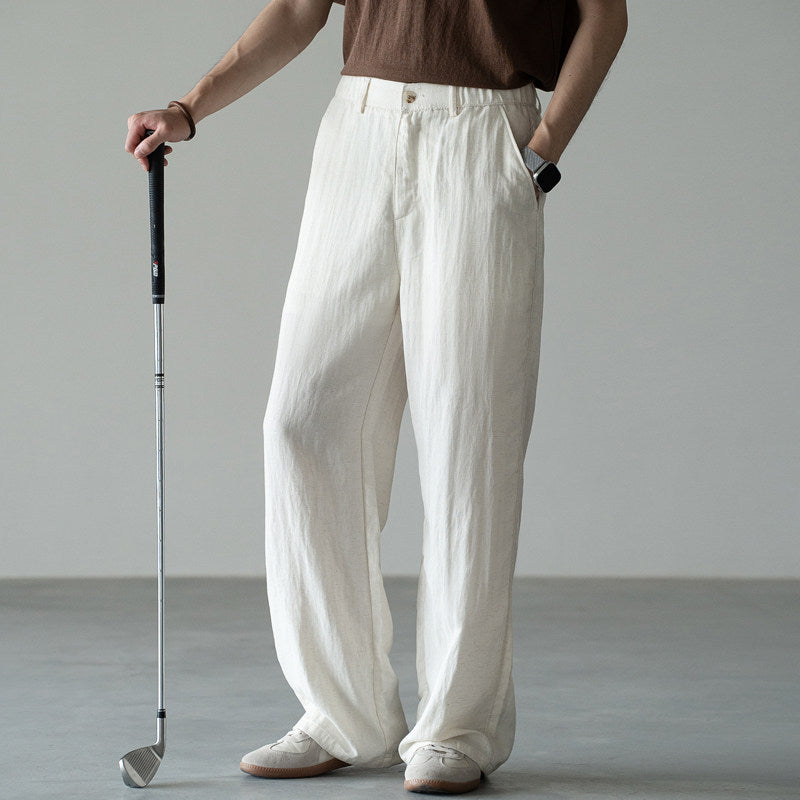 Straight Loose Fit Linen Trousers