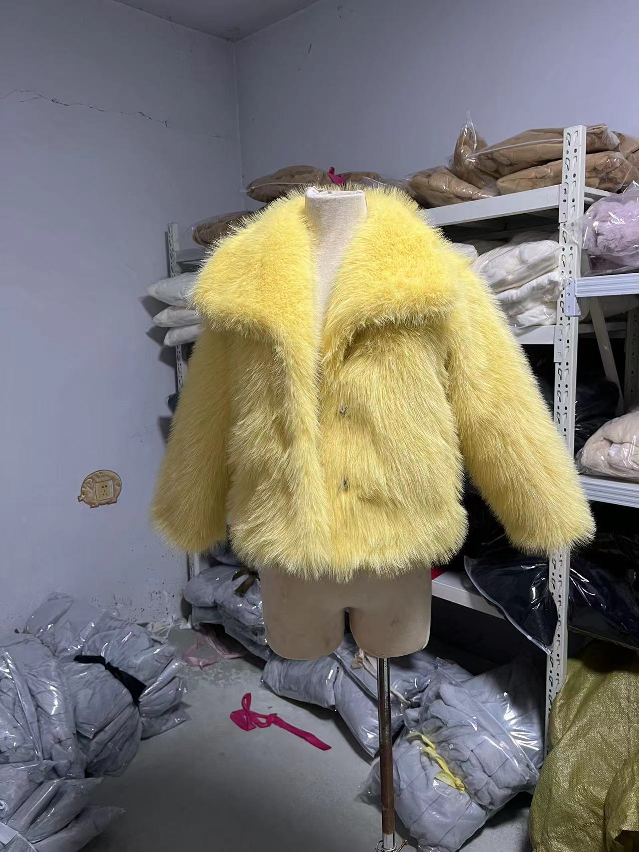 Square Collar Fur Coat
