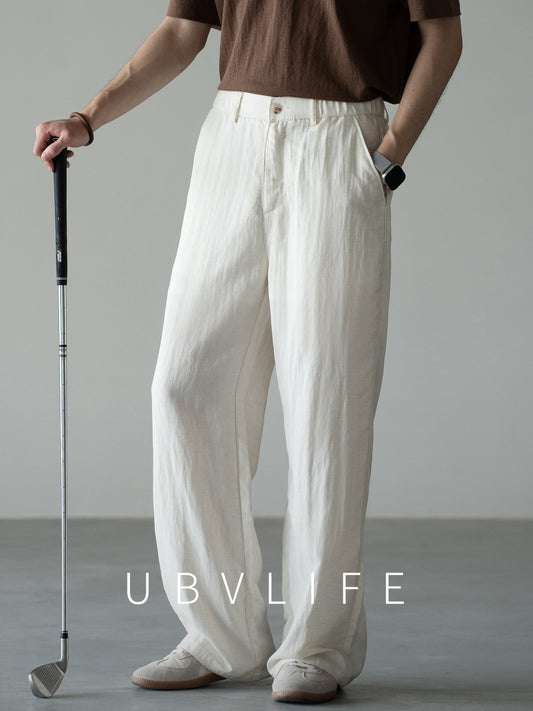 Straight Loose Fit Linen Trousers