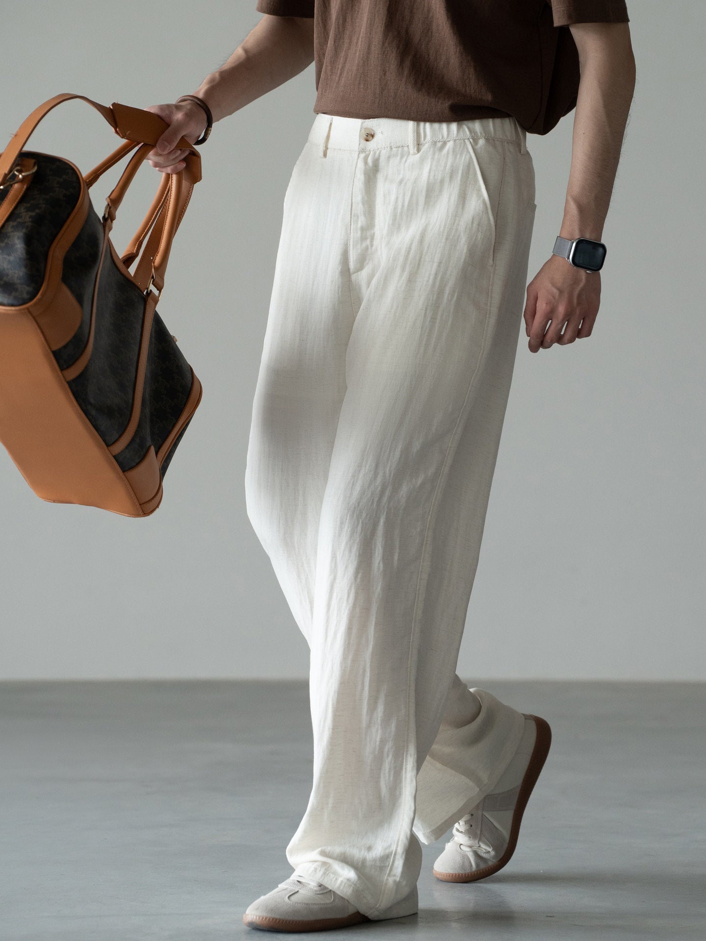 Straight Loose Fit Linen Trousers